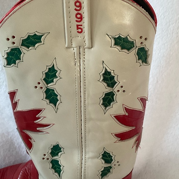 Acme Holiday Christmas Cowboy Poinsettia Holly Boots Limited Edition Sz 7 - Picture 5 of 12